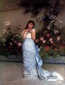 Eine elegante Schönheit Frau Auguste Toulmouche Klassische Blumen